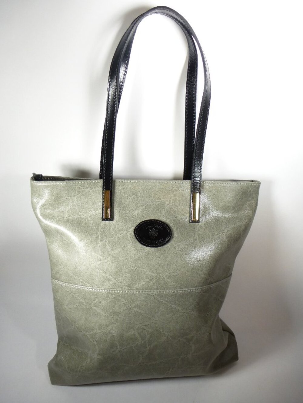 New Florence Leather Market grey soft Italian leather tote